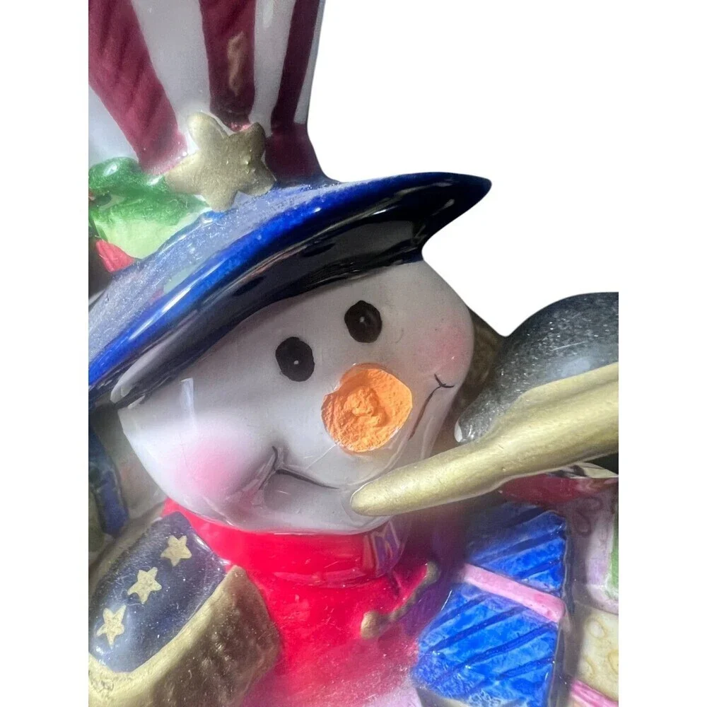 Snowman Christmas Holiday Cookie Jar in a Cart with Presents – Ceramic Seasonal
